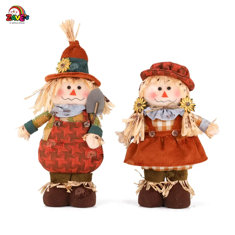 Zaves felpa 13 "espantapájaros niño niña con grandes sombreros cosecha Acción de Gracias para otoño lindas muñecas decoración interior