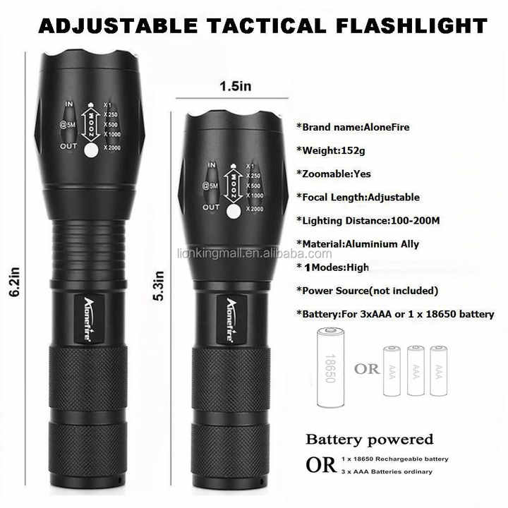Alonefire 2 in 1 Orange/ White Lighting LED Flashlight Waterproof Zoom Portable Light Camping Doctors Photography Fill Light