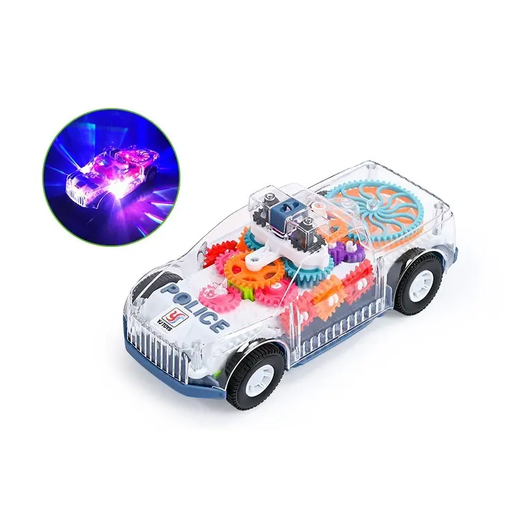Coche de juguete eléctrico engranaje transparente con luces música coche modelo juguete Universal engranaje coche juguete