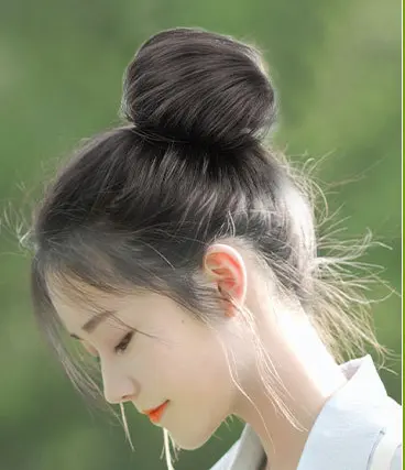 נשים ובנות מתולתל גומיית פקעת שיער Bun עם גומייה סינטטי שיער טבעת לעטוף על מבולגן שיער Bun קוקו