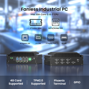 Fanless industriale Mini PC 4 Ethernet RS232 RS485 COM Server di rete Ubuntu Firewall Router GPIO 12V Phoenix terminale Computer - Product Image 2
