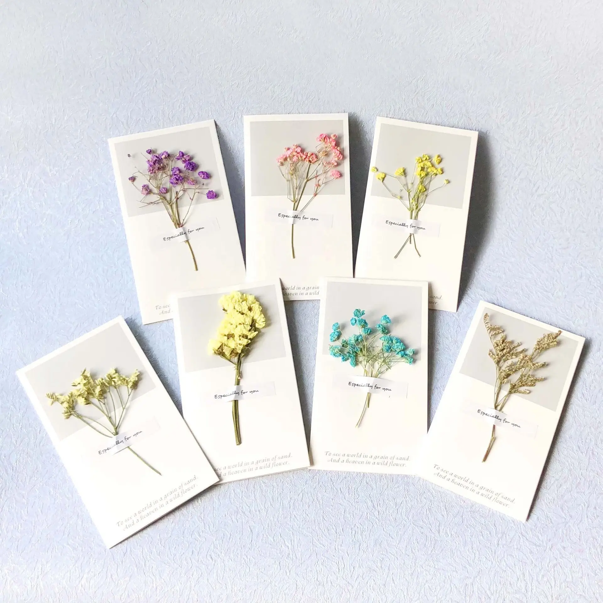 Biglietto di fiori secchi The ins photo props mini bouquet flower cards biglietti di auguri di fiori secchi tridimensionali fatti a mano