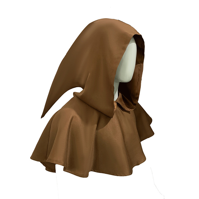 Chapeau pointu médiéval et cape courte (marron)