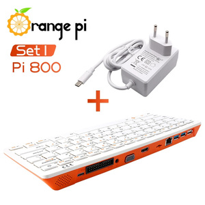 Orange Pi 800 + 5V4A Fuente de alimentación tipo C, Mini PC portátil Rockchip RK3399 4K HD Wifi inalámbrico de doble banda + BT 5,0 Kit de teclado para juegos