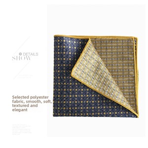 Người Đàn Ông Của Thanh Lịch Cổ Điển Polyester Sọc Váy Khăn Nhỏ Màu Cam-Màu Vàng Vuông Túi Vuông Cho Mùa Xuân Mới Quý Ông Của Phụ Kiện - Product Image 3