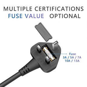 Sigorta ile yüksek kalite 3 tel İngiltere standart AC güç kablosu bilgisayar için 3Pin fiş güç kablosu - Product Image 6