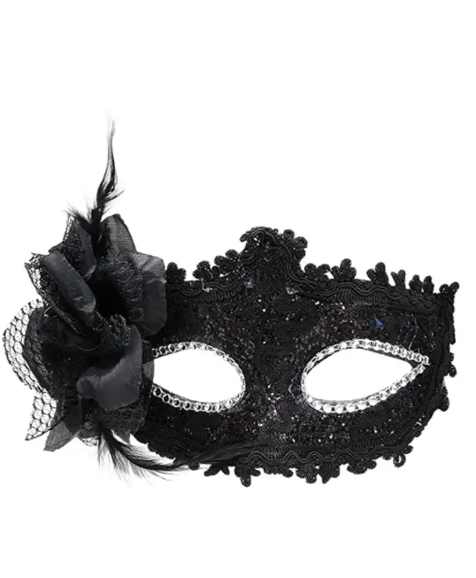 Máscara facial veneciana de plumas para fiesta, máscara de silicona realista de media cara