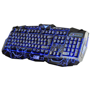 コンピューターゲームに欠かせないマウスとキーボードゲーマー3色バックライトひびの入った外観キーボードQwertyキーボード加工 - Product Image 2