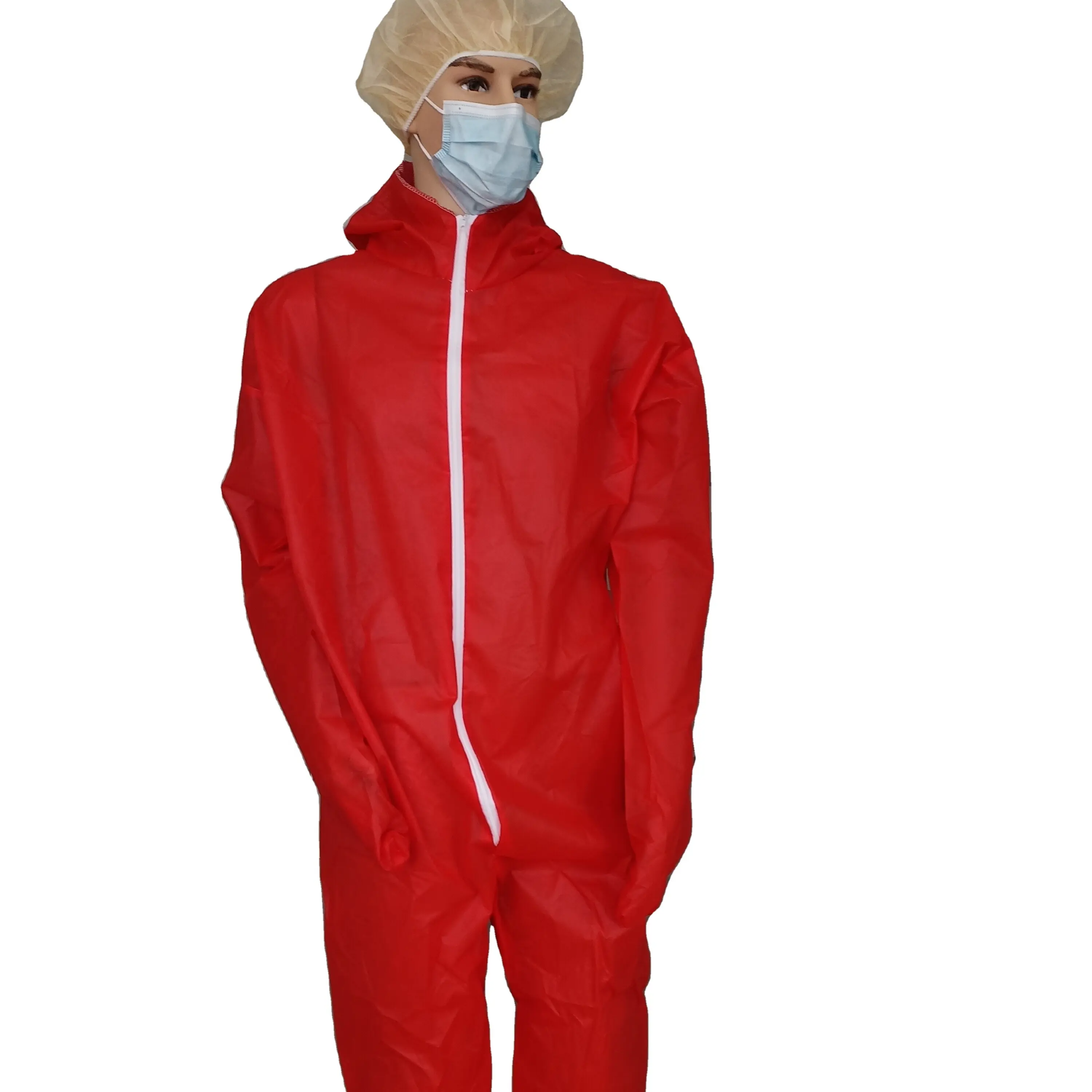 Disposable Coverall Suits clean room One-piece Full Body Isolation overalls with Elastic Wrist Dustproof Protective Clothing