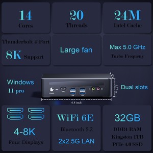 高性能第12/13代核心迷你游戏电脑1240P I7 13700H I3 8 USB Thunderbolt4 2 * DDR4台式游戏电脑美国/欧盟电脑 - Product Image 6