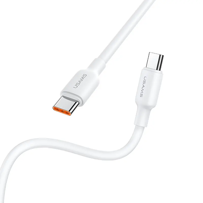 USAMS-cable de carga para dispositivos móviles, cable de carga de extensión de datos de alta calidad, Blanco claro PD 100W tipo c