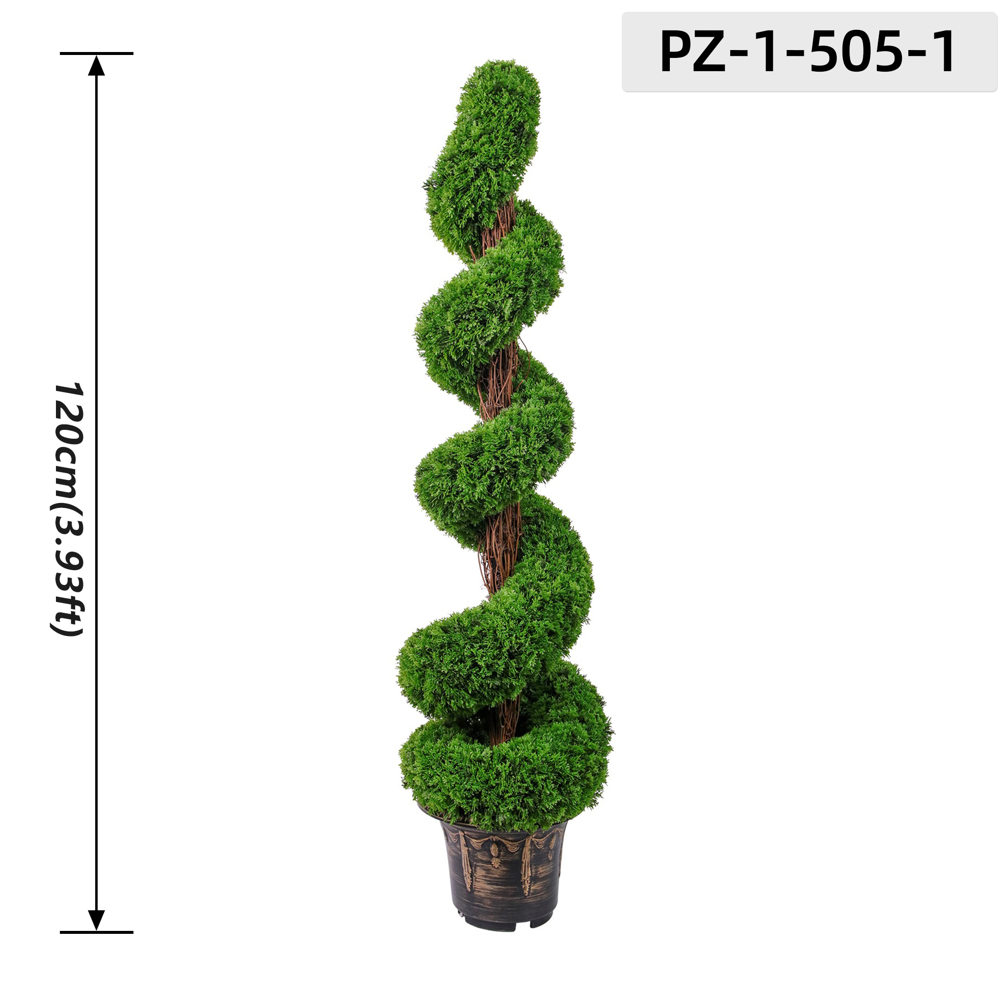 Light Pine Green Tall Slim Taper Spiral Pine Tree (150cm/4.92ft)