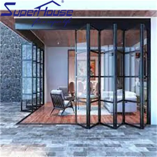 Bi Folding Door Exterior for Prefab House Superhouse Large View Bi Fold Doors Double Glazed Aluminum Glass Foldable Modern