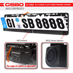 Sistema de sensor de estacionamiento de cámara de visión trasera de coche con marco de matrícula europea inalámbrica con monitor inalámbrico - Product Image 4