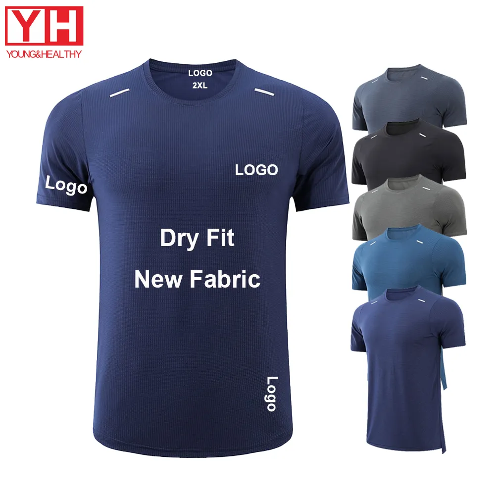 Camiseta esportiva masculina de poliéster para academia, roupa de corrida esportiva esportiva com elástico, camiseta esportiva personalizada para academia, camiseta muscular