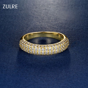 Glanzende Luxe 5a Zirkonia Micro-Pave Klassieke Waterdichte Vergulde Cluster Ijskoude Hiphop <span class=keywords><strong>Ring</strong></span> Voor Dames En Heren - Product Image 1