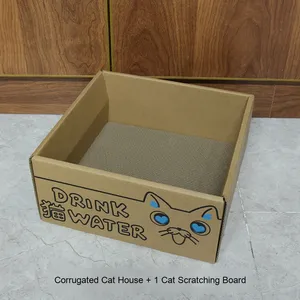 Oluklu Pet kedi ve köpek tırmalamak karton alt katman ile kedi oyuncak kağit kutu ev oyuncak - Product Image 2