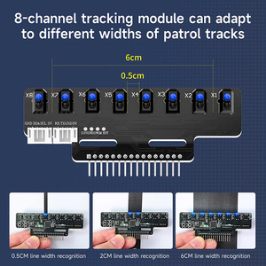 Módulo de sensor de seguimiento infrarrojo de 8 canales Yahboom, una tecla para la calibración automática para Raspberry Pi Microbit - Product Image 6