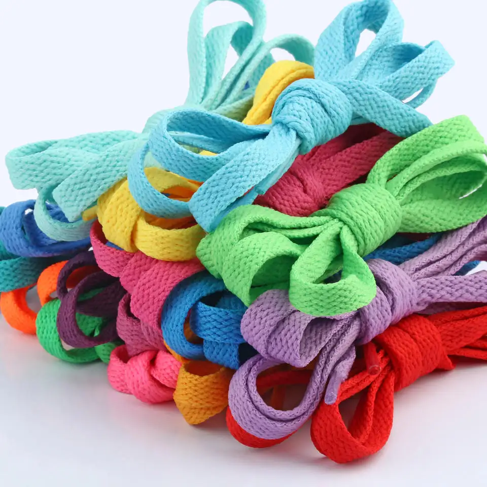 Factory Wholesale 8mm flat shoelaces Sneaker shoe laces colorful Decorative Shoelaces Popular Basic Shoestring