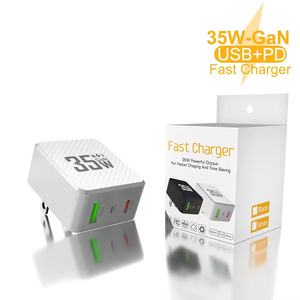 Fabrika doğrudan taşınabilir USB duvar şarj 35W GaN şarj 2 port USB-A + USB-C QC3.0 + PD hızlı şarj için Apple Android telefon için - Product Image 6