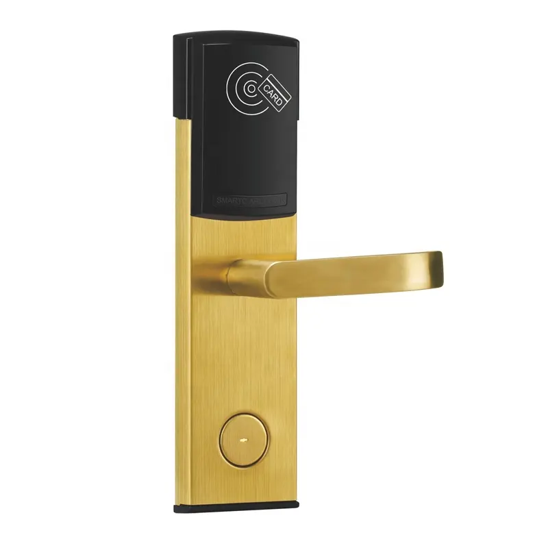 Dourado hotel rfid fechadura de porta de indução cartão eletrônico com sistema inteligente de gestão de hotel grátis