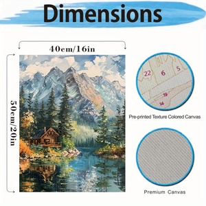 ชุดภาพเขียนสีน้ำมันดิจิตอลสมัยใหม่แบบ DIY 1ชิ้น40x50cm-16x20in ภูมิทัศน์ของกระท่อมบนภูเขาสำหรับตกแต่งบ้านกรอบสำหรับผู้ใหญ่ - Product Image 2