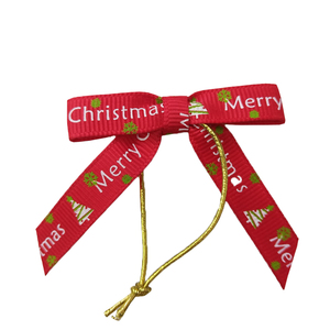 Handmade <strong>Custom</strong> Printed Grosgrain <strong>Bow</strong> for Christmas and Valentine's Day Decor with <strong>Elastic</strong> <strong>Loop</strong> for Easy Attachment - Product Image 1