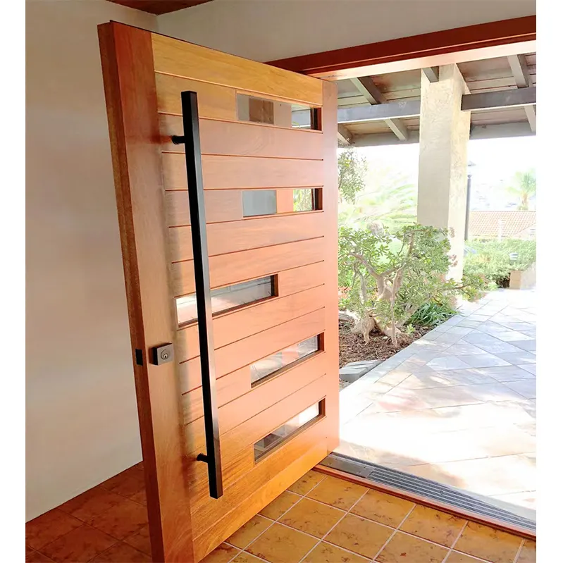 Amerikanisches modernes Design externe Holztür Pivot sehr große Massivholz Eingangstür Walnuss Holz Haupt türen