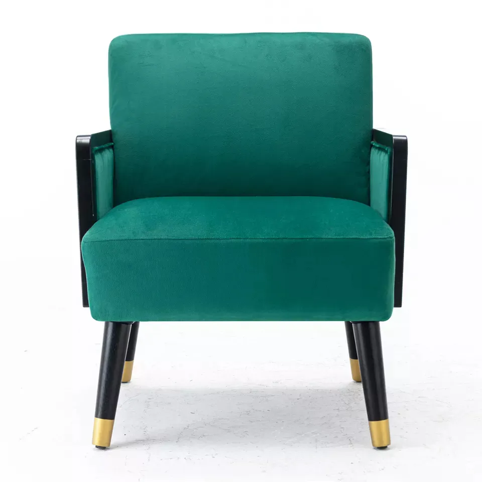 현대 단단한 나무 등나무 짠 팔 거실 악센트 라운지 의자
