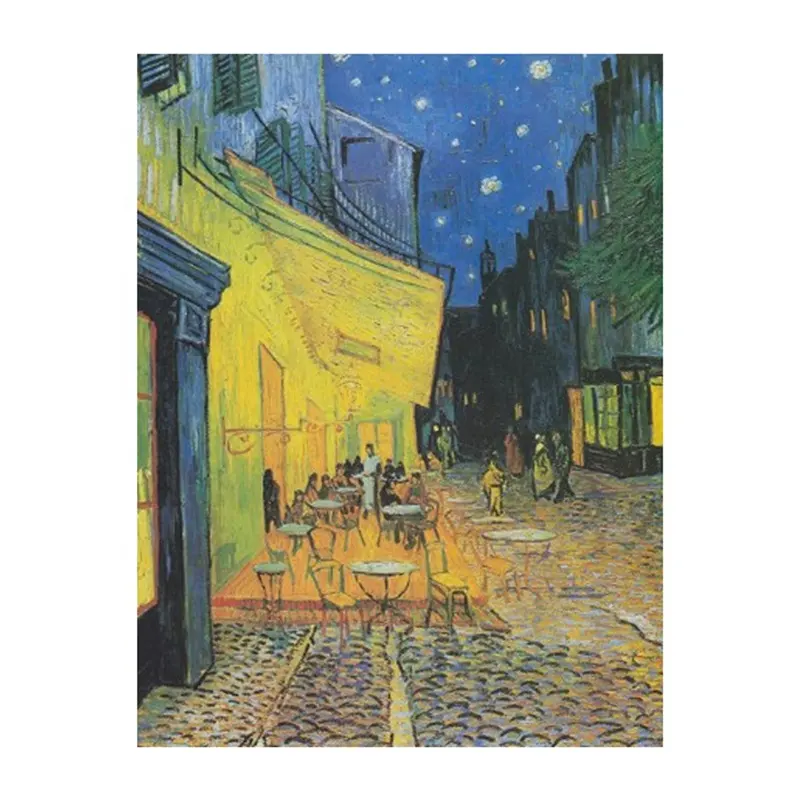 Kit de pintura de arte de diamante 5D de cristal pintados à mão, desenho famoso para decoração de casa, café Van Gogh, terraço à noite