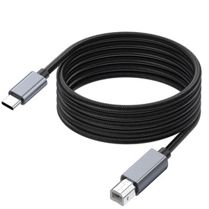 尼龙编织USB 2.0至C型电缆，带聚氯乙烯护套，与打印机MIDI键盘DJ控制器iPad Pro-Black兼容 - Product Image 4