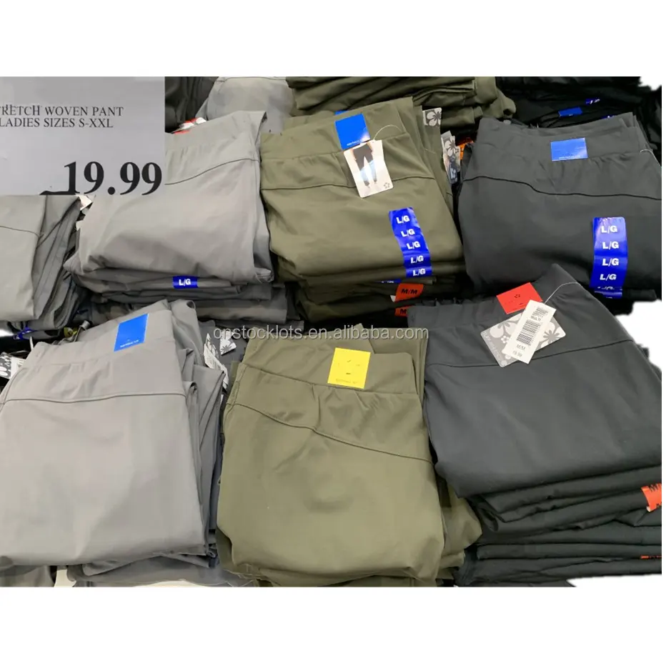 Pantalon tissé extensible de marque, nouveaux surcharges, Surplus de vêtements pour hommes, vente de fermeture, surstock, stock, Liquidation en Europe et aux états-unis