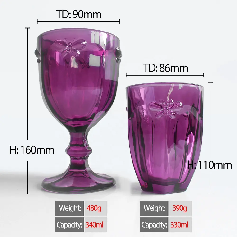 LANGXU copas de Agua de Cristal hechas a mano al por mayor copas de vino copa de champán en relieve