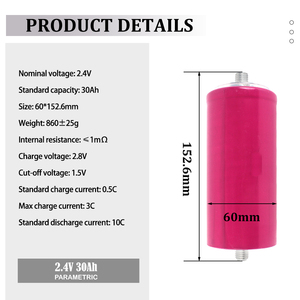 2025 yeni yüksek oran 10C 2.3V 2.4V 30Ah LTO 60138 silindirik lityum Titanate pil hücresi araç ses için - Product Image 3