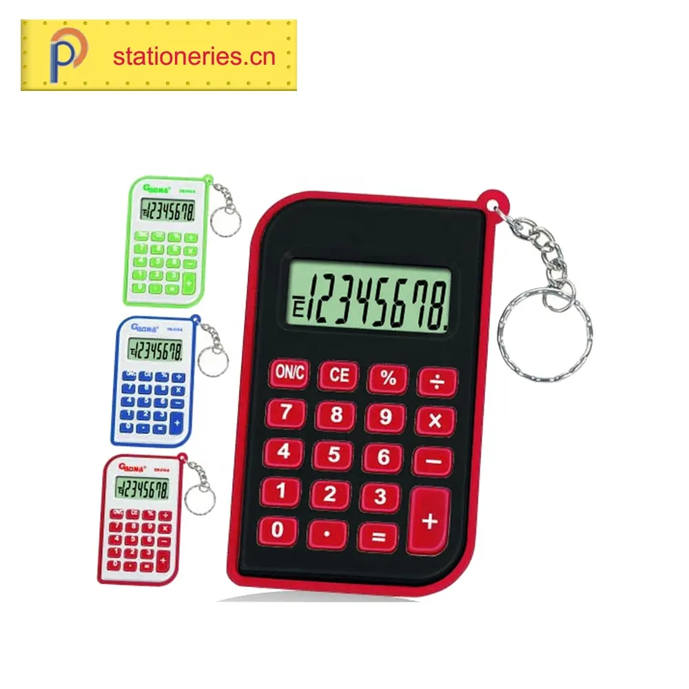 8 Digit Mini Multicolor Keychain Calculator Đối Với Khuyến Mãi