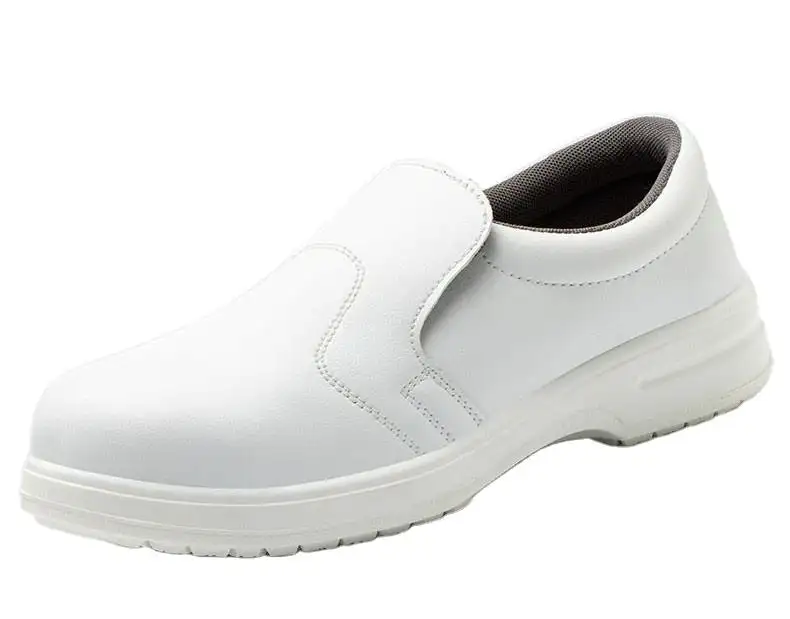 Chaussures de sécurité d'infirmière blanches isolées de haute qualité, chaussures de travail en cuir imperméables à bout en acier