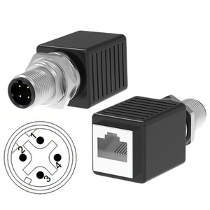Adaptador Industrial Ethernet CAT5e M12 D Code a RJ45 con conector M12 de latón para conexiones de cables de sistemas de energía solar - Product Image 1