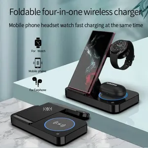 携帯電話充電器スタンドポータブル3 in 1 iphoneアップル充電ステーション用折りたたみ式ワイヤレス充電器 - Product Image 2