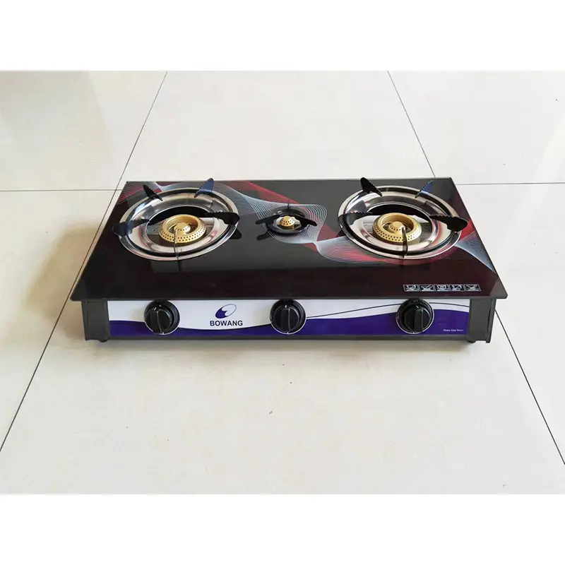 China Manufacture Household Table Glass Top 3 Burner Cooking Gas Cooker (BW5301)