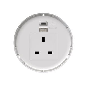 高质量圆形台式插座，带双USB (A + C) 3m电缆和英国插头2个无盖插座 - Product Image 5