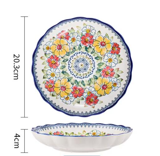 assiette bleue de 8 pouces