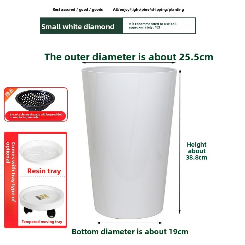 Diamante de tamaño pequeño, boca redonda, blanco.