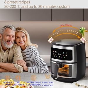 Freidora de aire 8 en 1 con control de temperatura y tiempo, cesta antiadherente para lavavajillas, freidora de aire con pantalla táctil Digital LED - Product Image 4