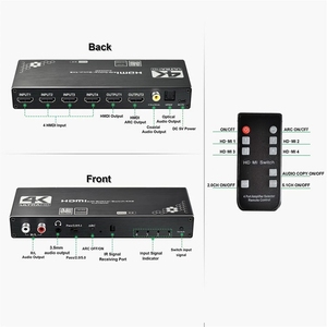 JustLink 4K 4x2 <strong>HDMI</strong> Switcher <strong>Splitter</strong> 4 <strong>Input</strong> 2 <strong>Output</strong> Switch with ARC R/L 3.5mm Aux Coaxial SPDIF Audio Extractor