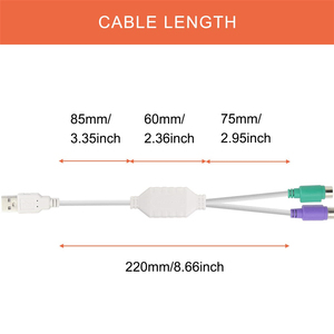 USB至PS2 PS/2鼠标和键盘转换器电缆USB 2.0公至PS2线Y分离器适配器，用于计算机桌面 - Product Image 5