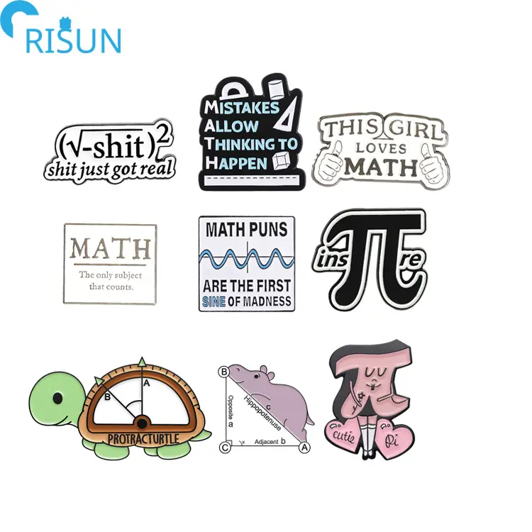 Herstellung Cartoon Kurve Formel Emaille Pin Benutzer definiertes Logo Liebe Mathematik Mathematische Gleichung Dreieck Emaille Anstecknadel Abzeichen Brosche