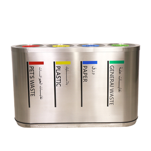 Açık kamu ticari çöp çöp kutusu büyük metal paslanmaz çelik sıralama çöp çöp tenekesi 3 bölmesi geri dönüşüm çöp - Product Image 3