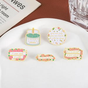 In Stock Metal Pins with <strong>Positive</strong> Message Soft Enamel Pin <strong>Positive</strong> Phrases with Flower - Product Image 4