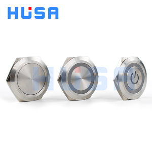 HUSA 30MM düğme anahtarları 12v 24v 220v LED ışık IP67 anlık düğme Ultra kısa ince Panel montaj basmalı düğme anahtarı tel ile - Product Image 5