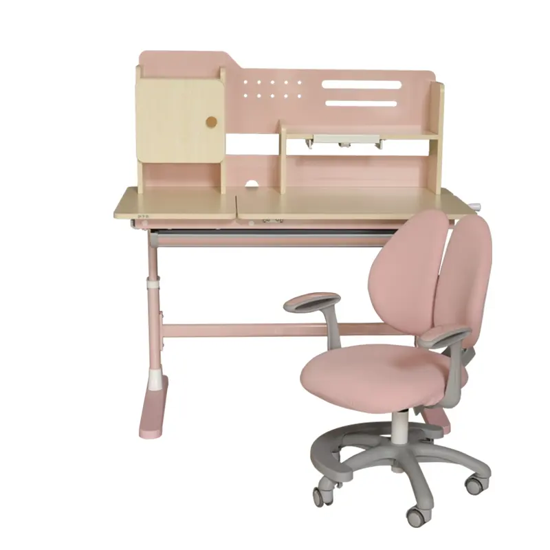 Bureau d'étude pour enfants rose personnalisé Table d'étude à hauteur réglable manuelle pour enfants